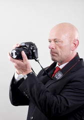 Fotograf testet die Einstellungen