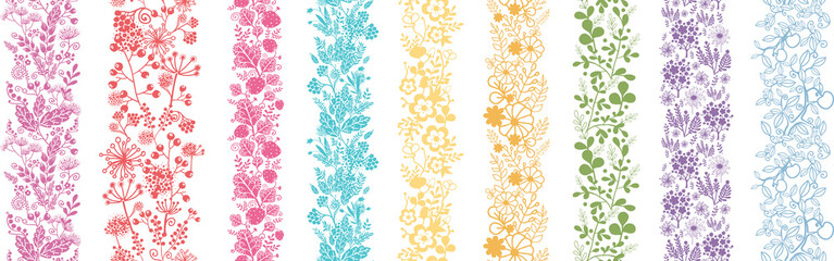 Set Of Nine Abstract plant Vertical Seamless Patterns - 47230953