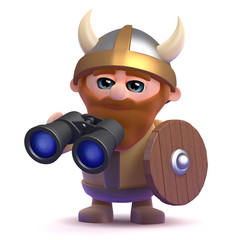 Viking looks through his binoculars