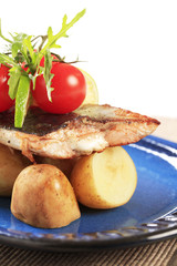 Pan fried fish with potatoes