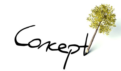 Concept, ecology wooden pencil tree