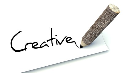 Creative concept, ecology wooden pencil tree trunk