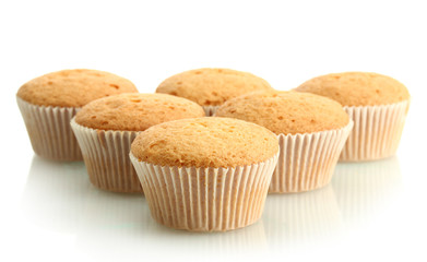 tasty muffin cakes, isolated on white
