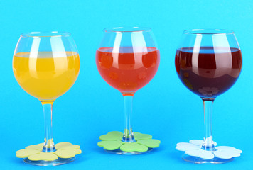 Colorful cocktails with bright decor for glasses