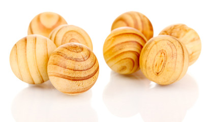 Wooden balls isolated on white