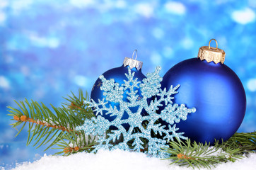 Christmas decoration on blue background