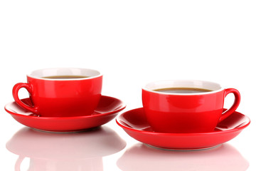 A red cups of strong coffee isolated on white