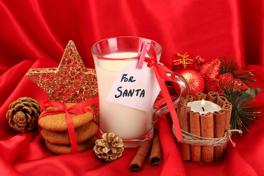 Cookies for Santa: Conceptual image of ginger cookies, milk and