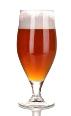 Glass of beer isolated on white