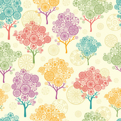 Vector colorful abstract trees seamless pattern background with