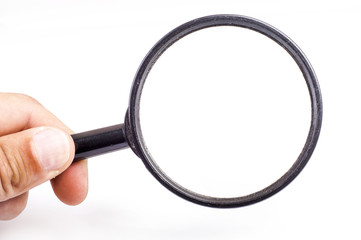 magnifying glass in hand