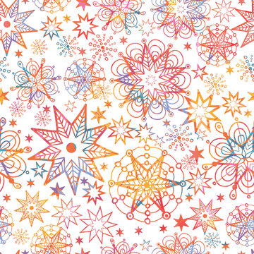 Vector Textured Christmas Stars Seamless Pattern Background