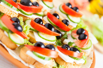 Beautiful appetizer with crackers and cheese