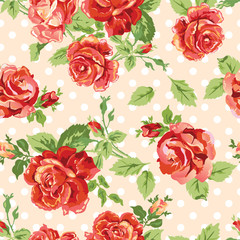 classic roses on a dotty background - seamless