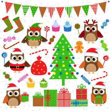 Vector set of Christmas party elements