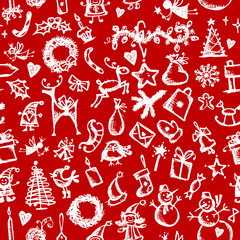 Christmas seamless sketch for your design