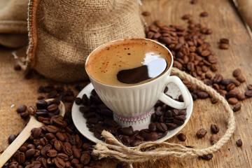 Coffee beans and cupCoffee beans and cup