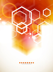 Orange abstract blurred hexagon background