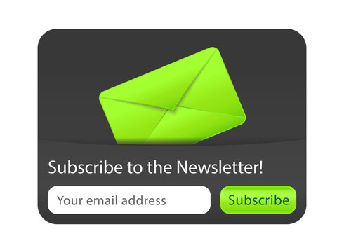 Subcribe to newsletter website element with green envelope