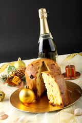 Table with panettone and christmas decorations - 47241551