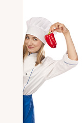 Smiling chef. Isolated over white background