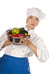 Young cook woman with ingredients for  food