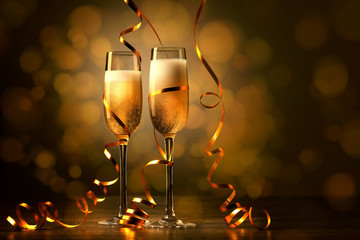 Glasses of champagne at new year party