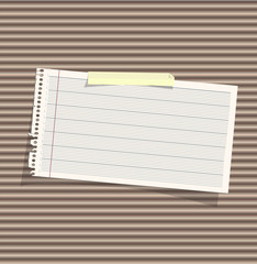 Note paper on texture background. Vector design.