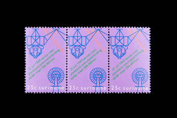 SURINAME - CIRCA 1960: Stamps printed by Suriname, shows a telev