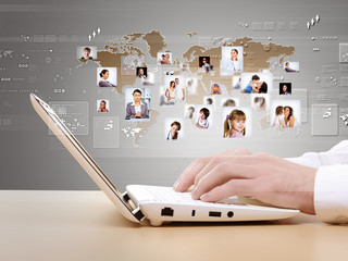 Computer keyboard and social media images