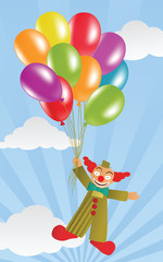 Flying Clown and Balloons