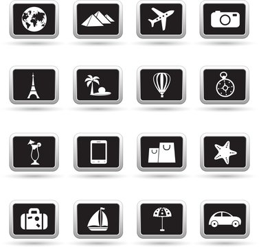 Travel icons set, vector