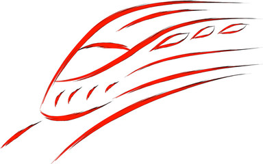 fast train vector in sketch style