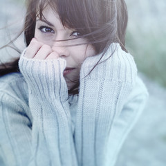 Beautiful girl freezing outdoor