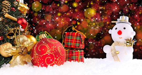 Christmas holiday background with a snow man