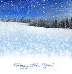 Beautiful winter landscape with snow covered trees