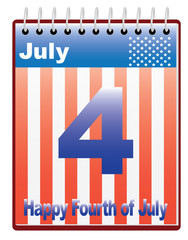 calendar with Fourth of July date vector illustration