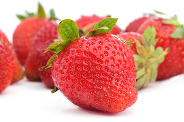 Fresh strawberries on white background