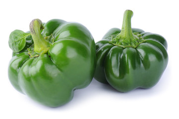 Green peppers on white background