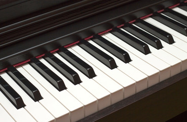 Digital electric piano keyboard closeup