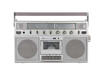 Old Portable Stereo Cassette Player with Clipping Path