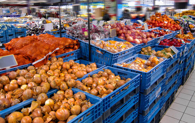 Supermarket. Department of vegetables.