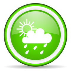 weather green glossy icon on white background