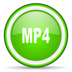 mp4 green glossy icon on white background
