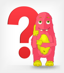 Funny Monster. Thinking.