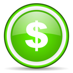 Obraz premium us dollar green glossy icon on white background