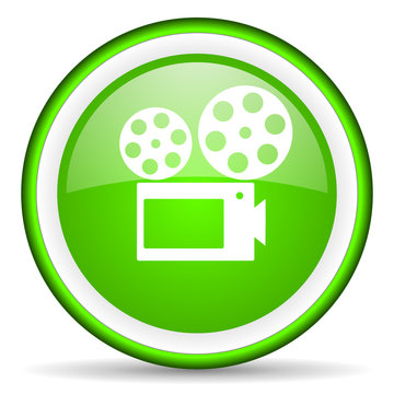 cinema green glossy icon on white background