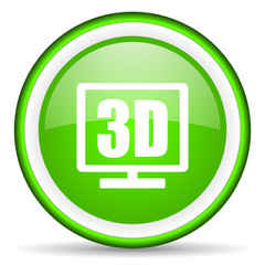 3d display green glossy icon on white background