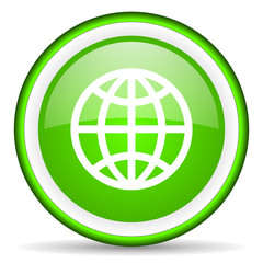 earth green glossy icon on white background