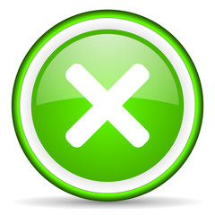cancel green glossy icon on white background